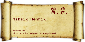 Miksik Henrik névjegykártya